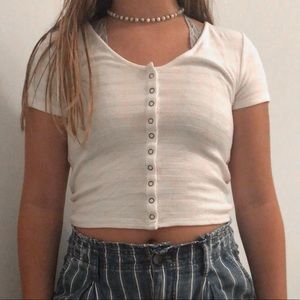 never worn white american eagle crop